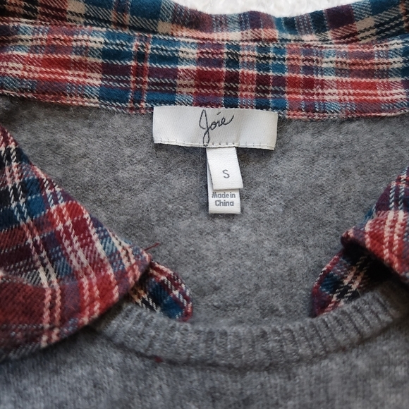 Joie Cashmere Twofer Pullover Plaid Sweater Size S - Picture 5 of 6